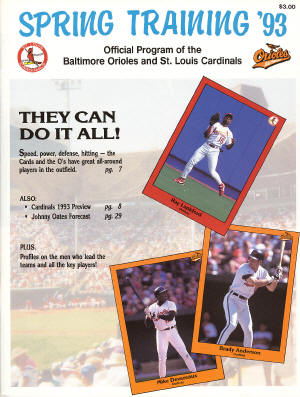 1993 St. Louis Cardinals Official Spring Training program