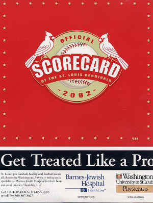 2002 St. Louis Cardinals Official Scorecard