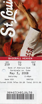 2008 St. Louis Cardinals Ticket Stub