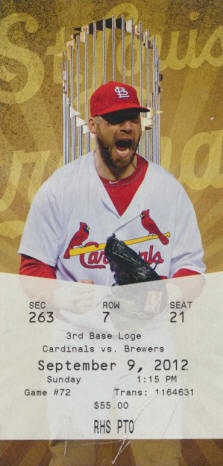 2012 St. Louis Cardinals ticket stub