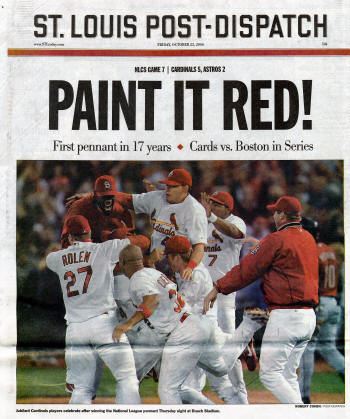 St. Louis Post-Dispatch Cardinals Astros NLCS Game 7- 10/22/2004