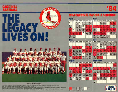 1984 St.Louis Cardinals schedule & picture