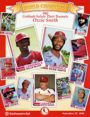 1982 Cardinals Salute Their Teamate - Ozzie Smith - 9-27-1996