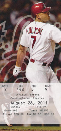 2011 St. Louis Cardinals ticket stub