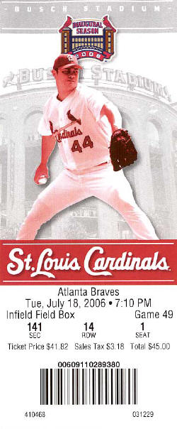 2006 St. Louis Cardinals Ticket Stub