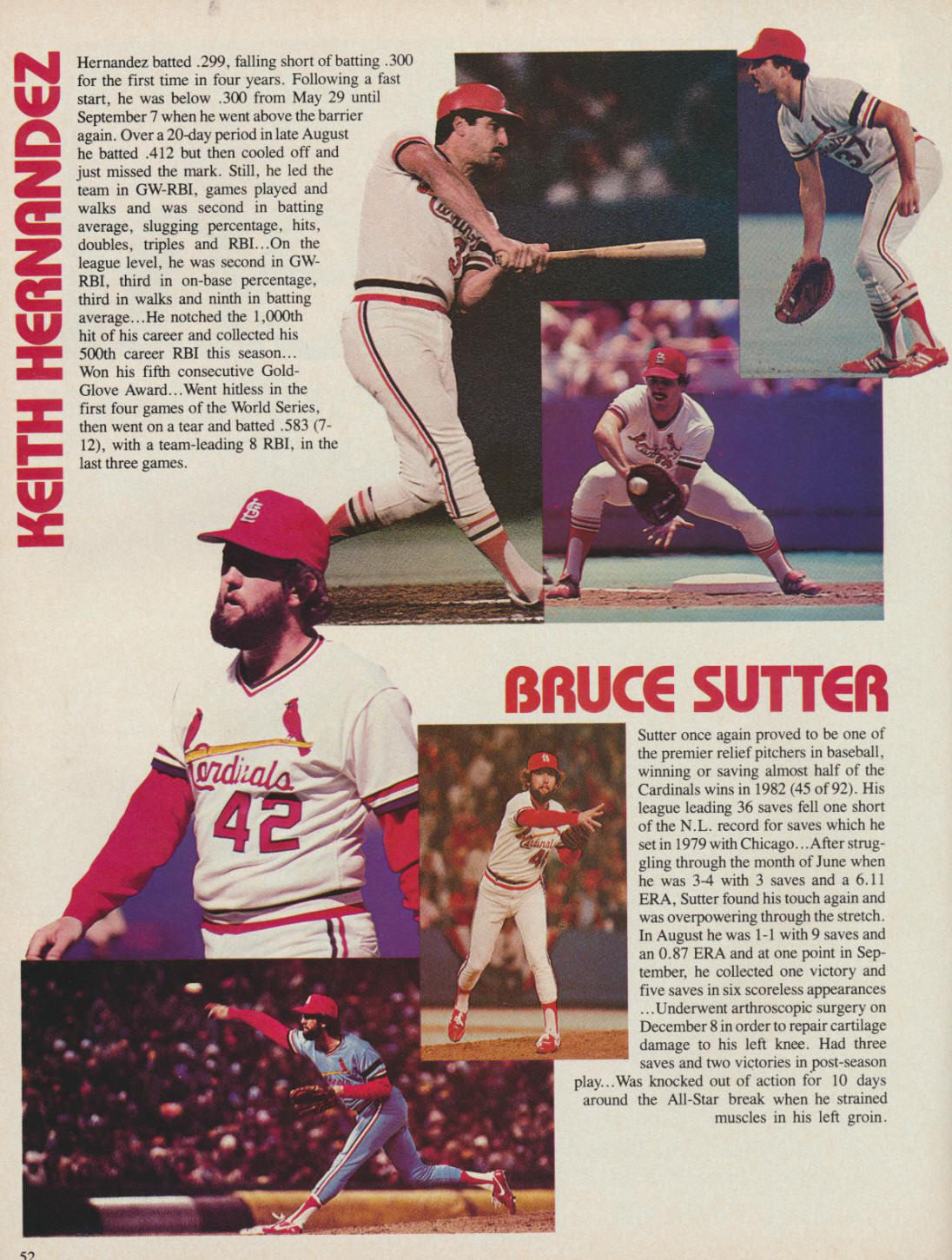 1983 St. Louis Cardinals Official Scorebook - pg 52