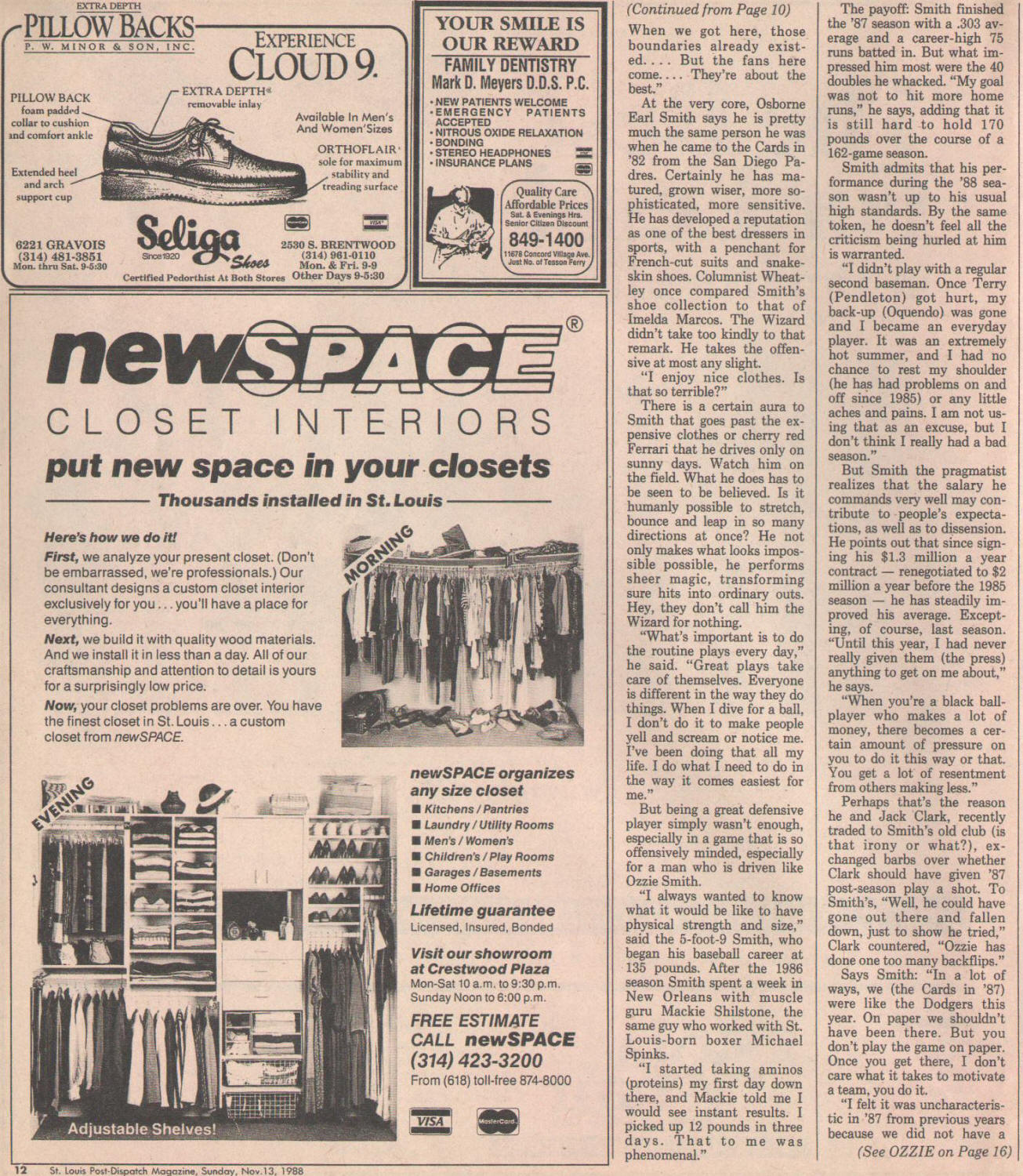 St. Louis Post-Dispatch Magazine - Ozzie Smith - 11/13/88
