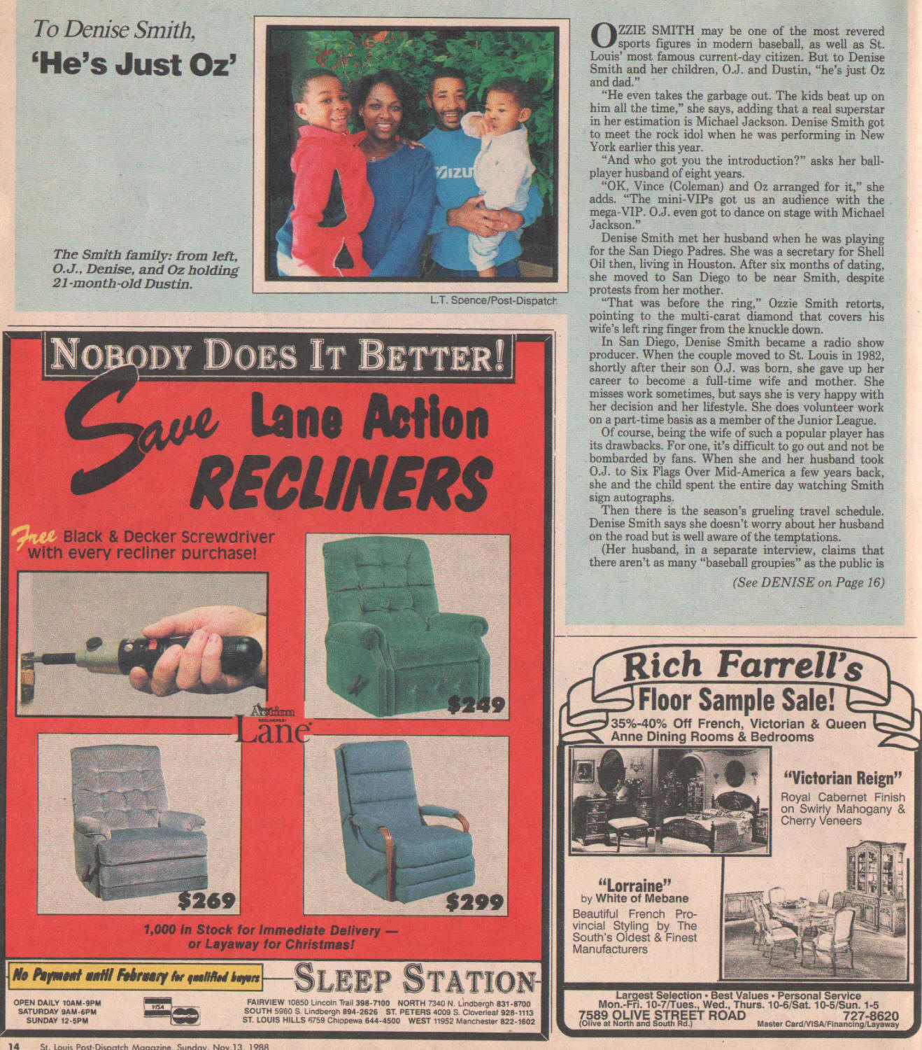 St. Louis Post-Dispatch Magazine - Ozzie Smith - 11/13/88