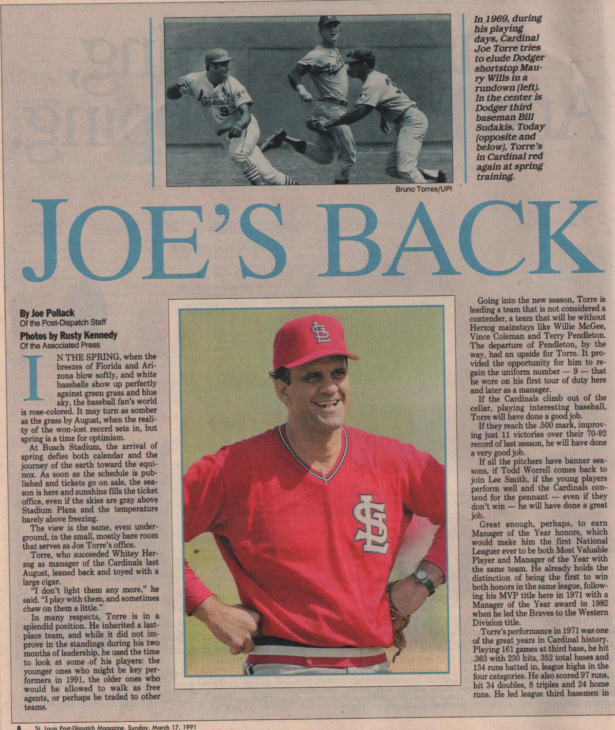 1991 St. Louis Post-Dispatch Magazine - Joe Torre