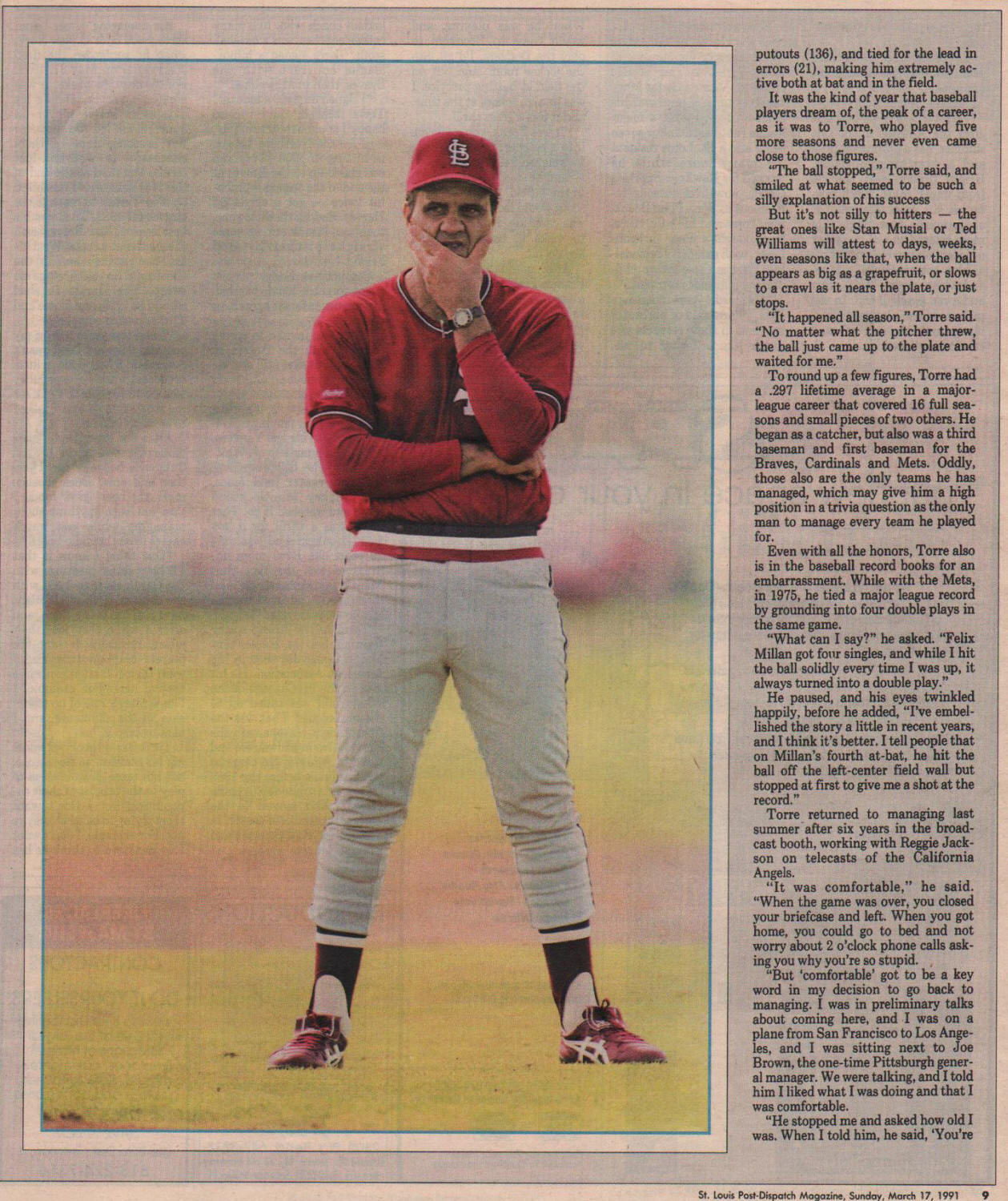 1991 St. Louis Post-Dispatch Magazine - Joe Torre