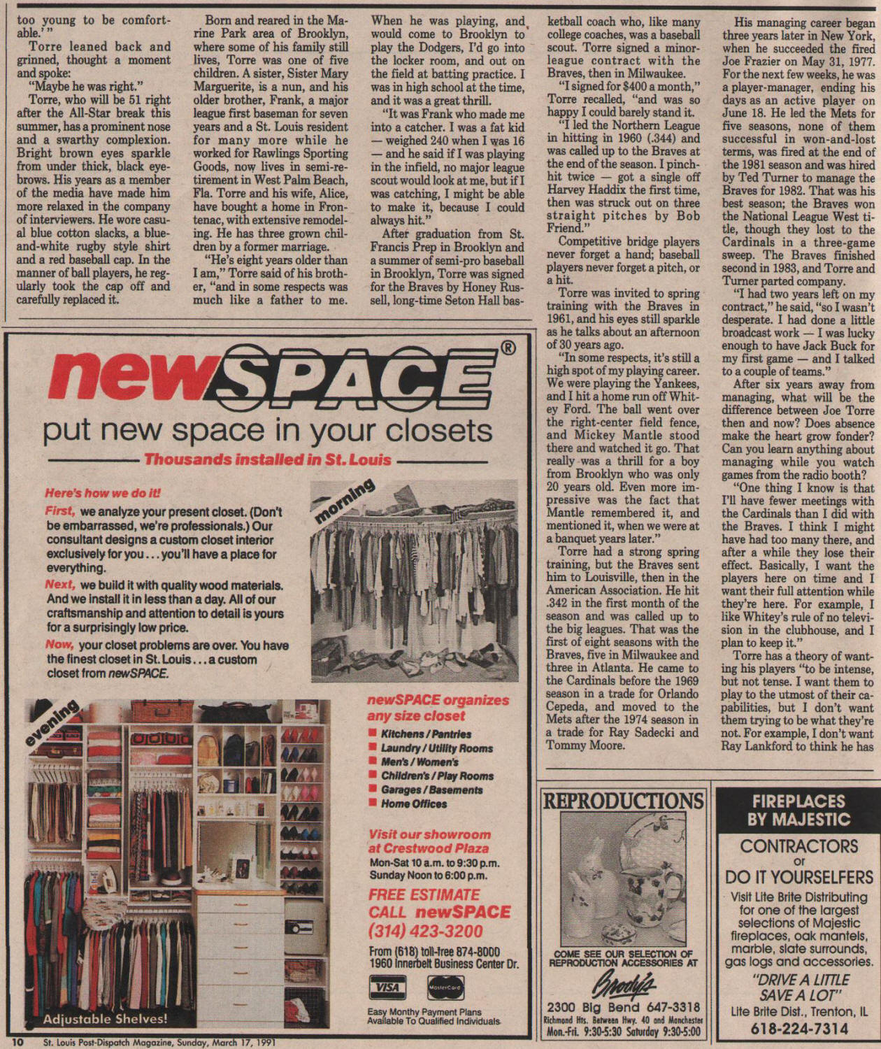 1991 St. Louis Post-Dispatch Magazine - Joe Torre