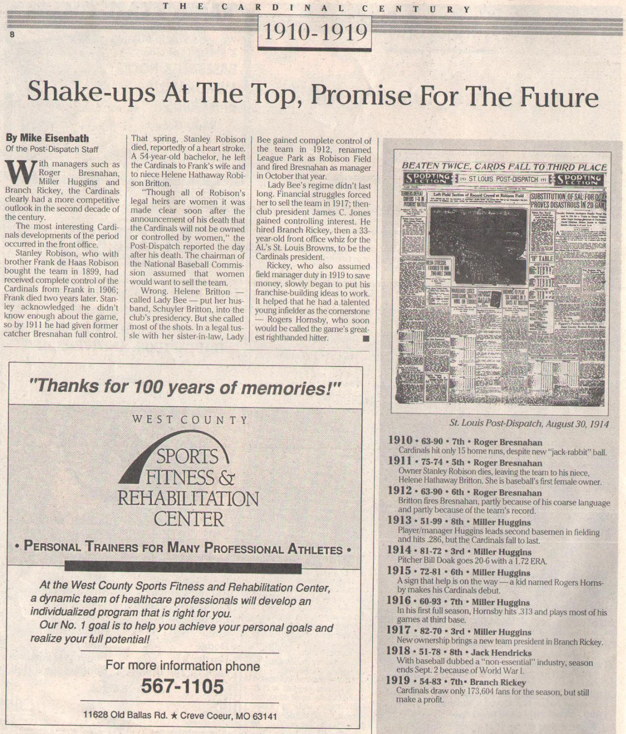 1992 St. Louis Post-Dispatch 100th Anniversary Souvenir Edition (6/7/92)