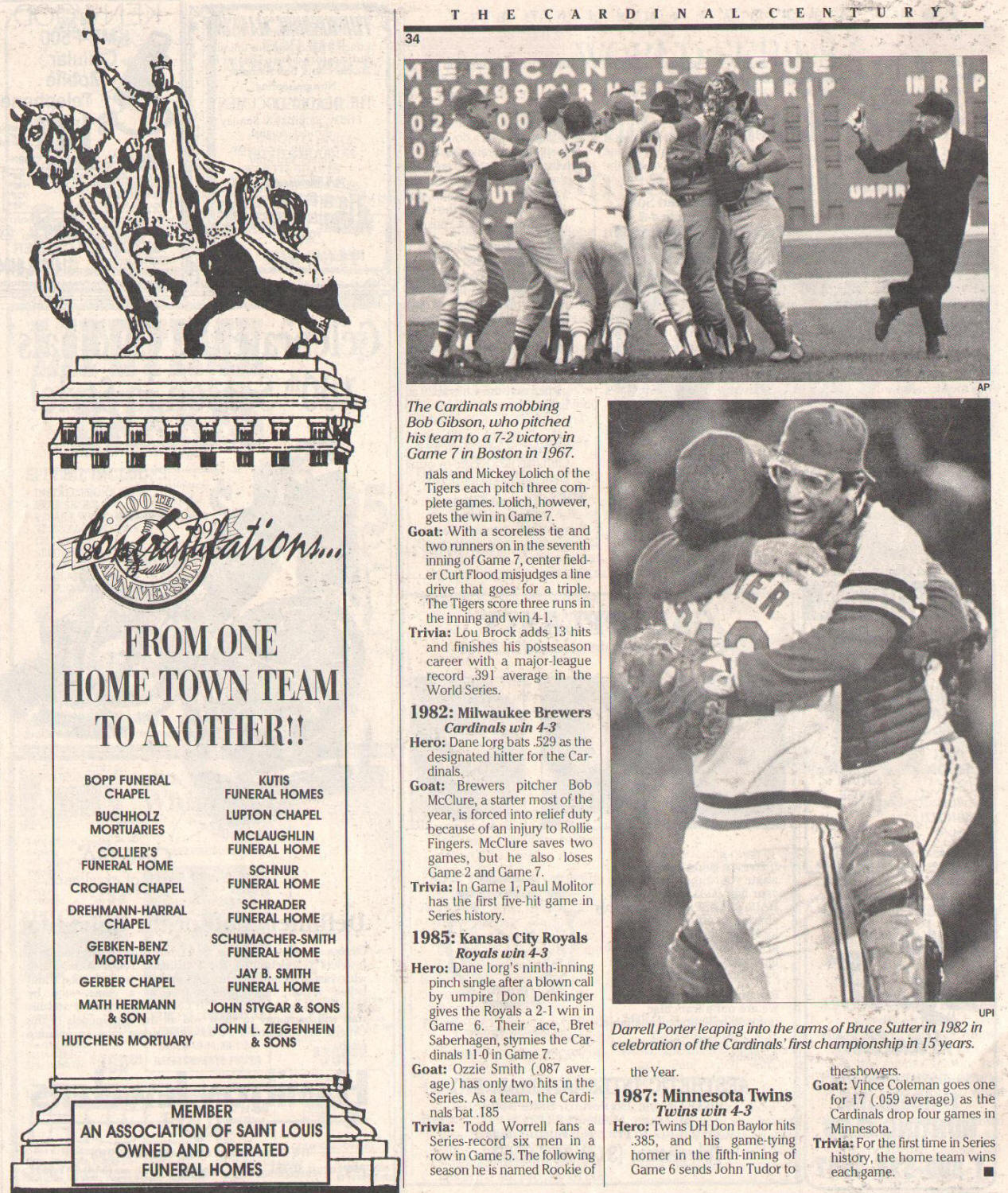 1992 St. Louis Post-Dispatch 100th Anniversary Souvenir Edition (6/7/92)