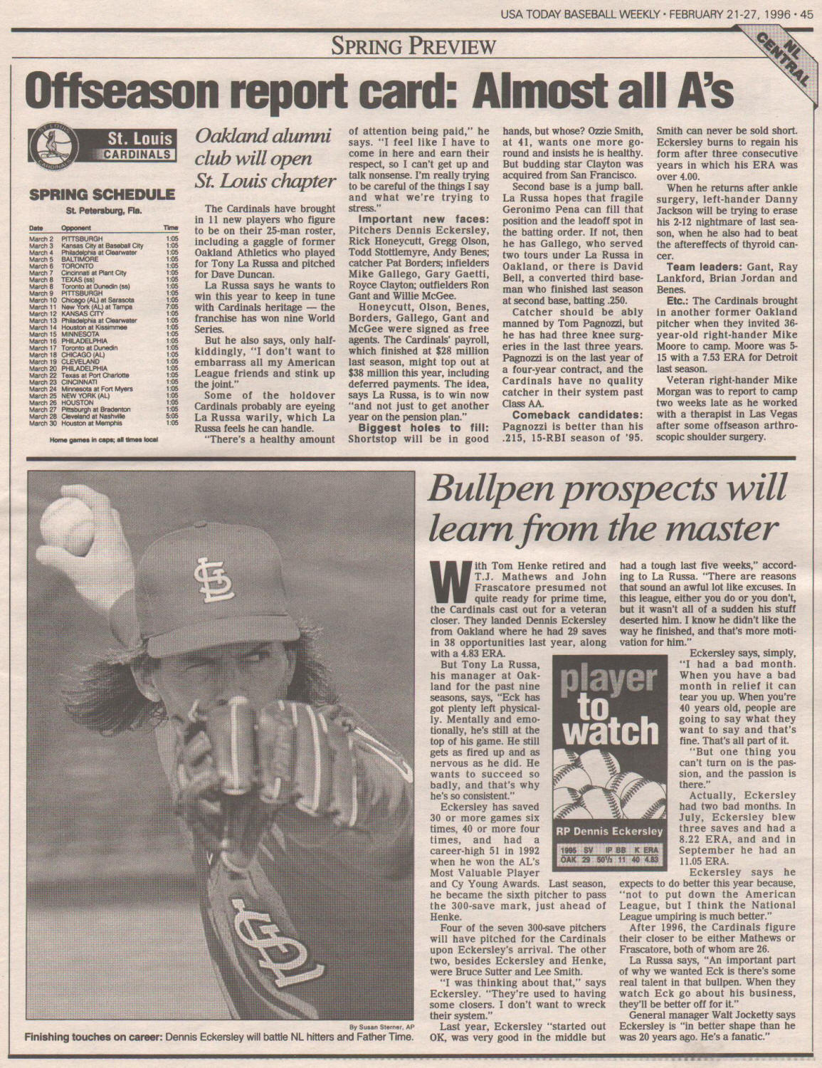 1996 - USA Today Baseball Weekly - Spring Training Preview