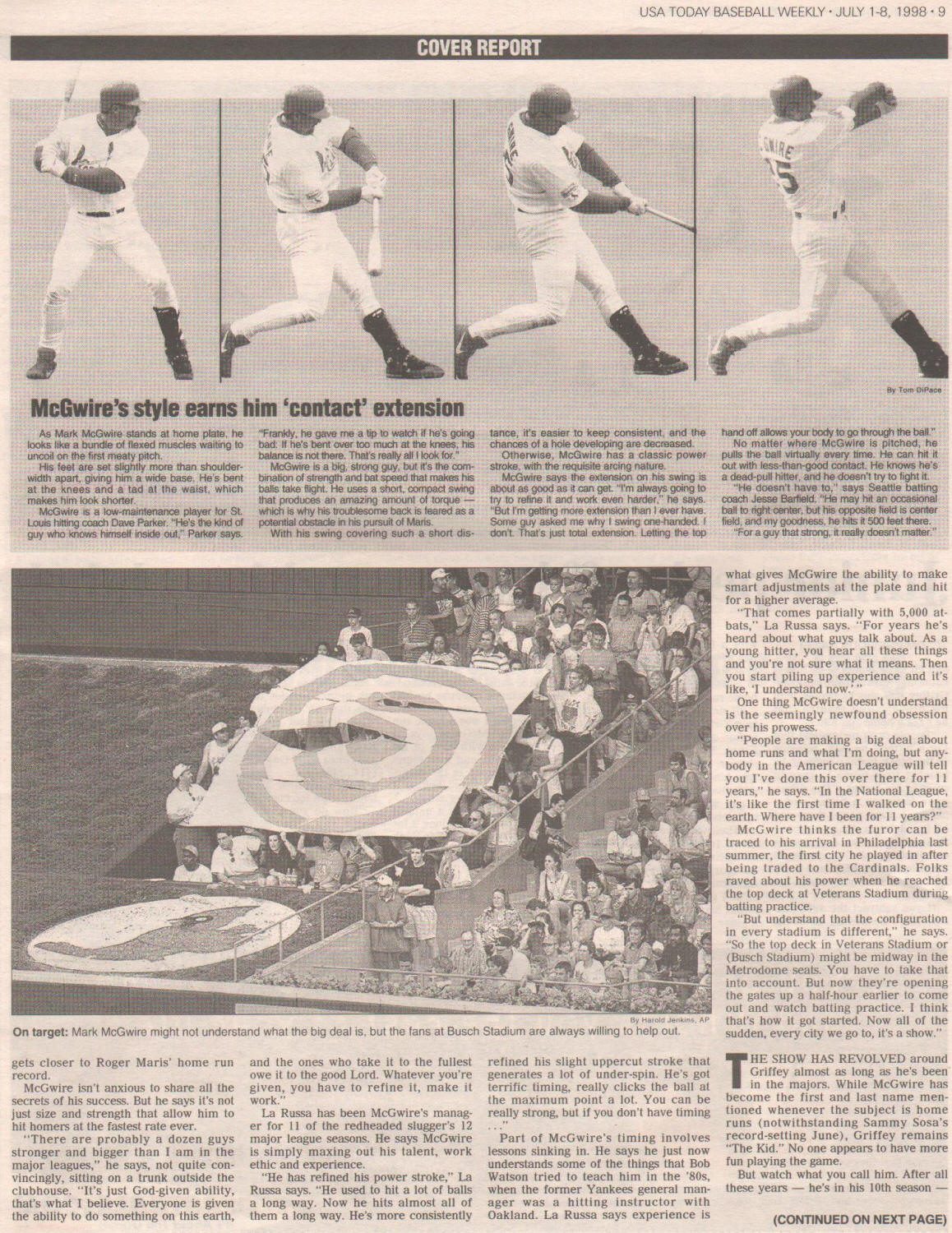 1998 - USA Today Baseball Weekly - Home Run Heros - Mark McGwire